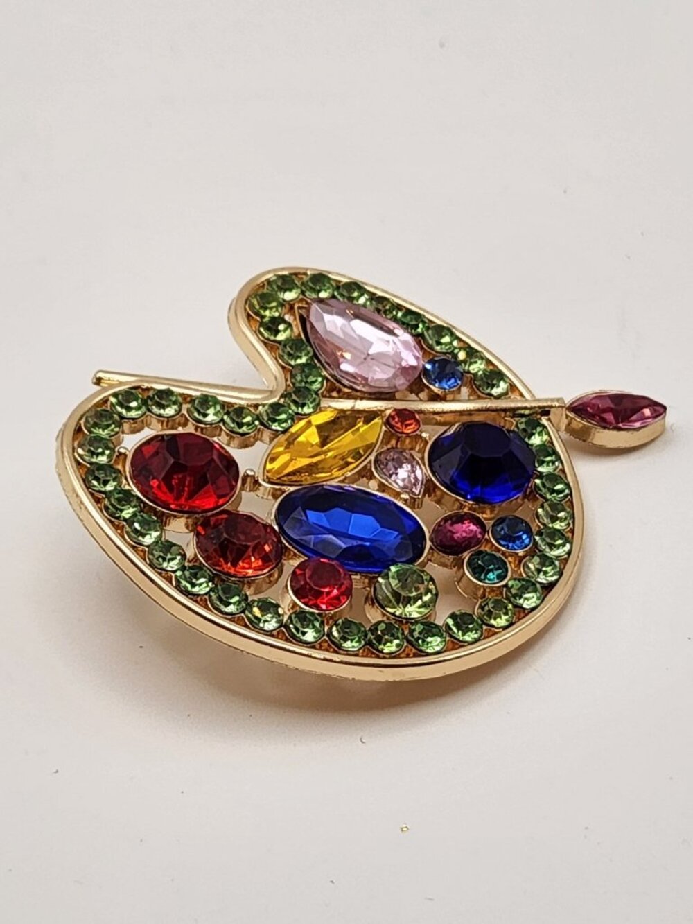 3 for $18 Artist paint palette brooch faux crystals gold tone NIP
